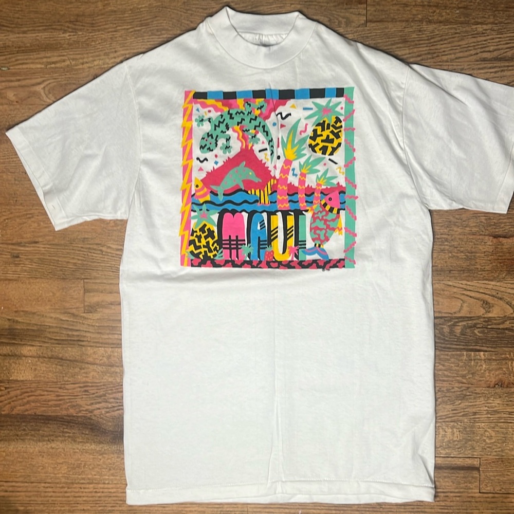 Vintage 1991 Shirt Hawaii  Maui Made In USA T-shirt  White Large Single Stitched